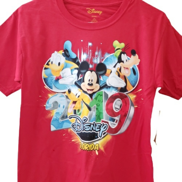 ⚡3/$20 DISNEY Florida Mickey Friends Red T-Shirt NEW L - Picture 2 of 3